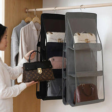 Load image into Gallery viewer, BloomVenus 6 Pocket Foldable Hanging Bag 3 Layers Folding Shelf Bag Purse Handbag Organizer Door Sundry Pocket Hanger Storage Closet Hanger