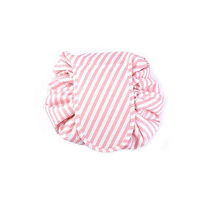 BloomVenus Pink Stripe NiftyStorage™ Drawstring Makeup Storage Bag