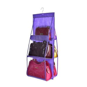 BloomVenus Purple OrgaNice™ 6-Large-Pockets Hanging Handbag Organizer